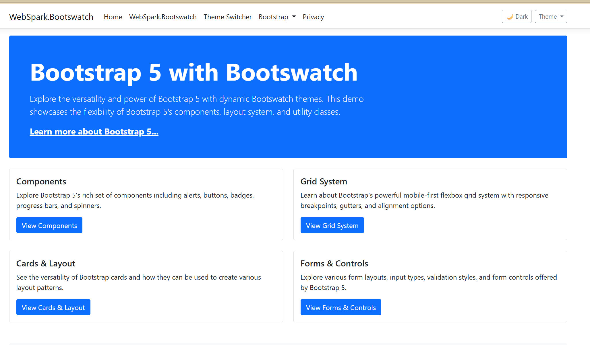 WebSpark Bootswatch Theme Integration Library